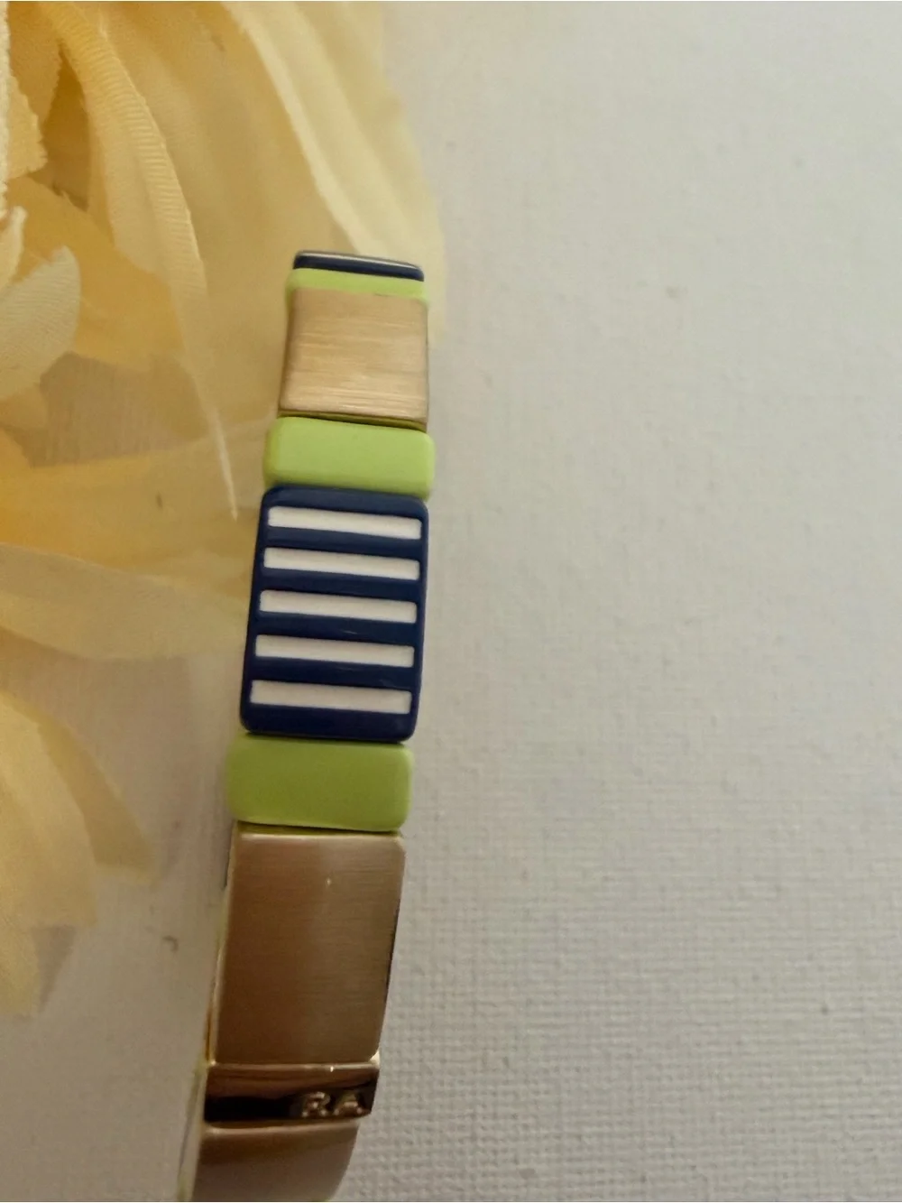 Roxanne Assoulin Authentic Blue, Lime & Gold  Stretch Bracelet NEW